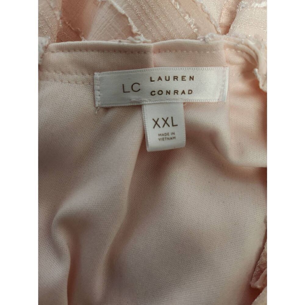 💕LC Lauren Conrad XXL Light Pink Ruffle Pleated Top Women’s Sleeveless Blouse - Picture 8 of 8